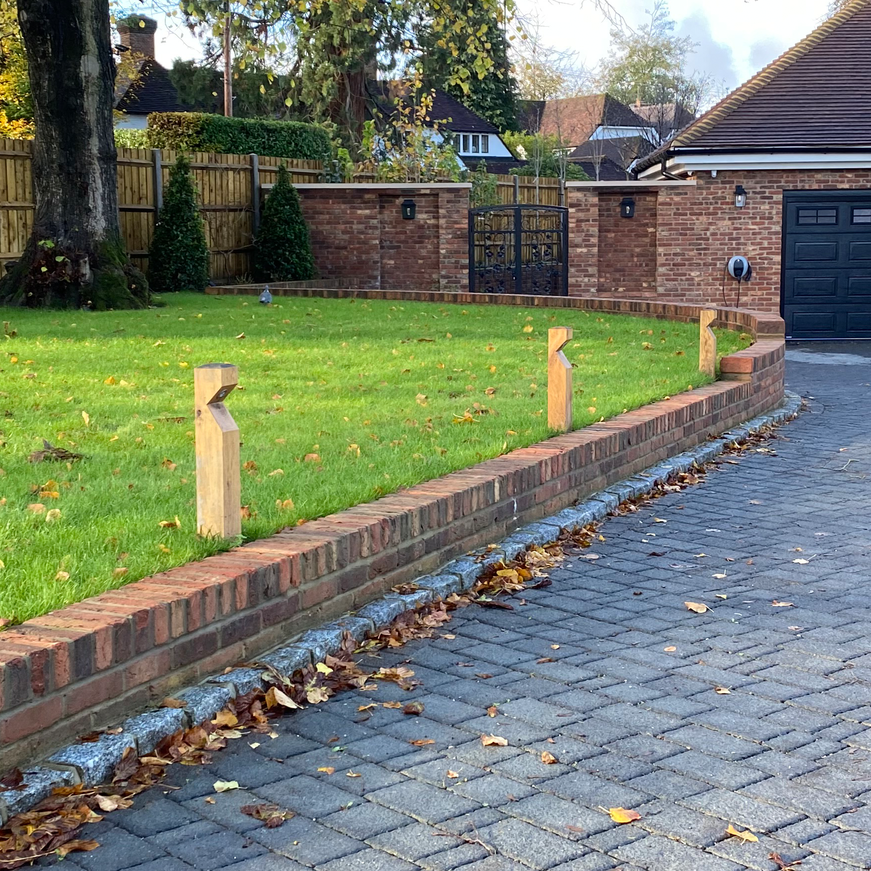 Solid Oak Bollard with LED light - Mains powered option available - The Outside Lighting Specialists