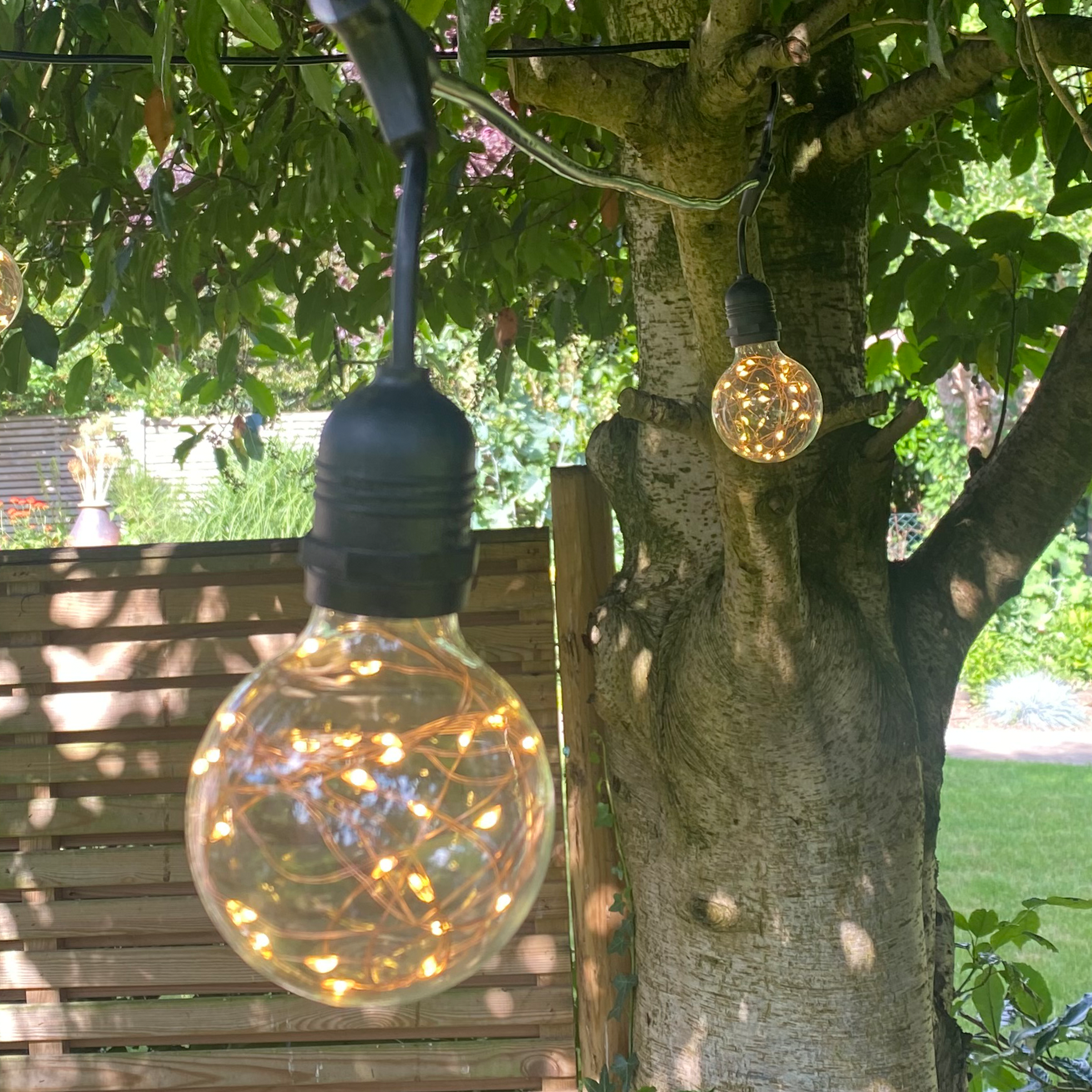 Azur Festoon Cable with G80 Retro Copper wire bulbs - The Outside Lighting Specialists