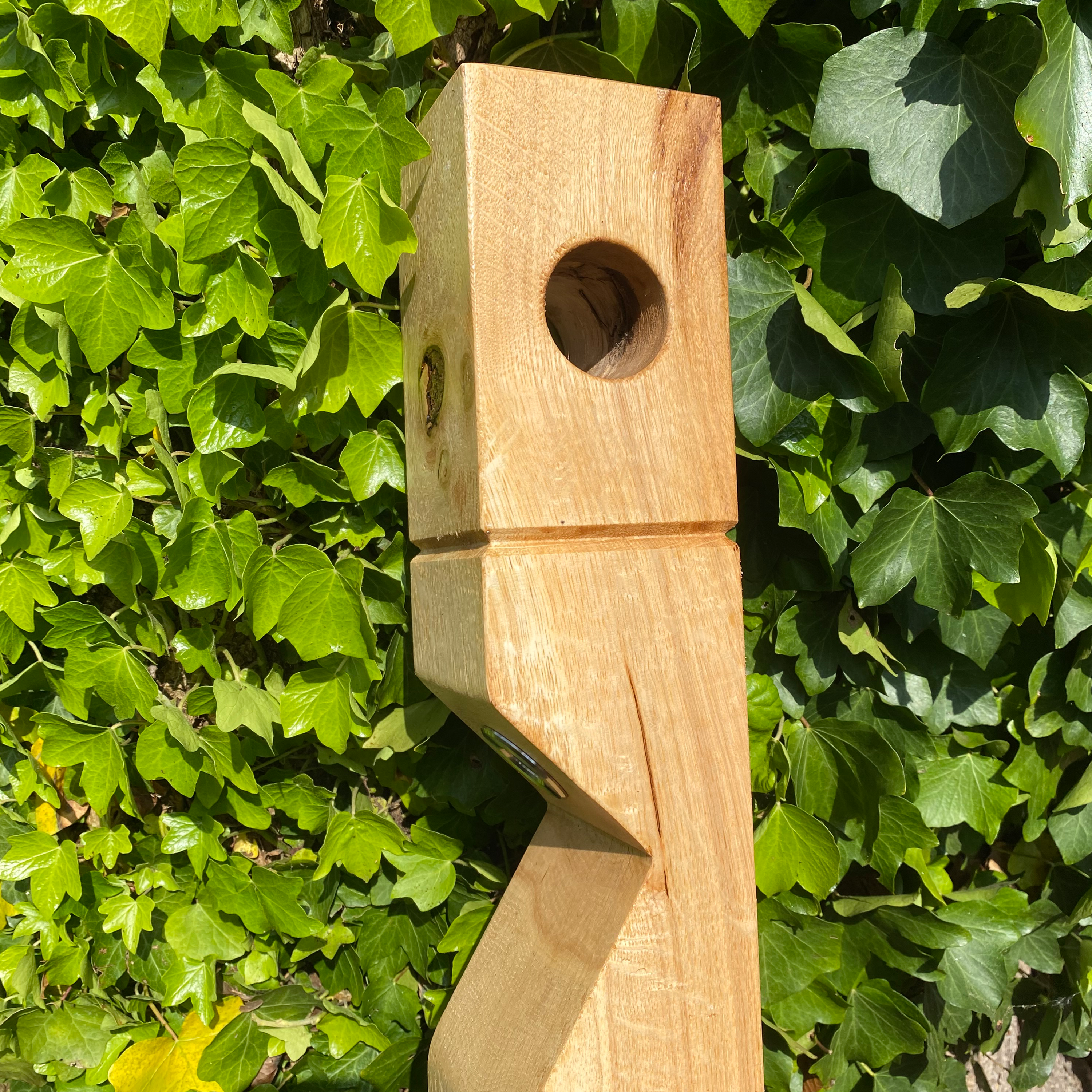 Bespoke Designs- Oak bollard with led lamp and rope holder - The Outside Lighting Specialists