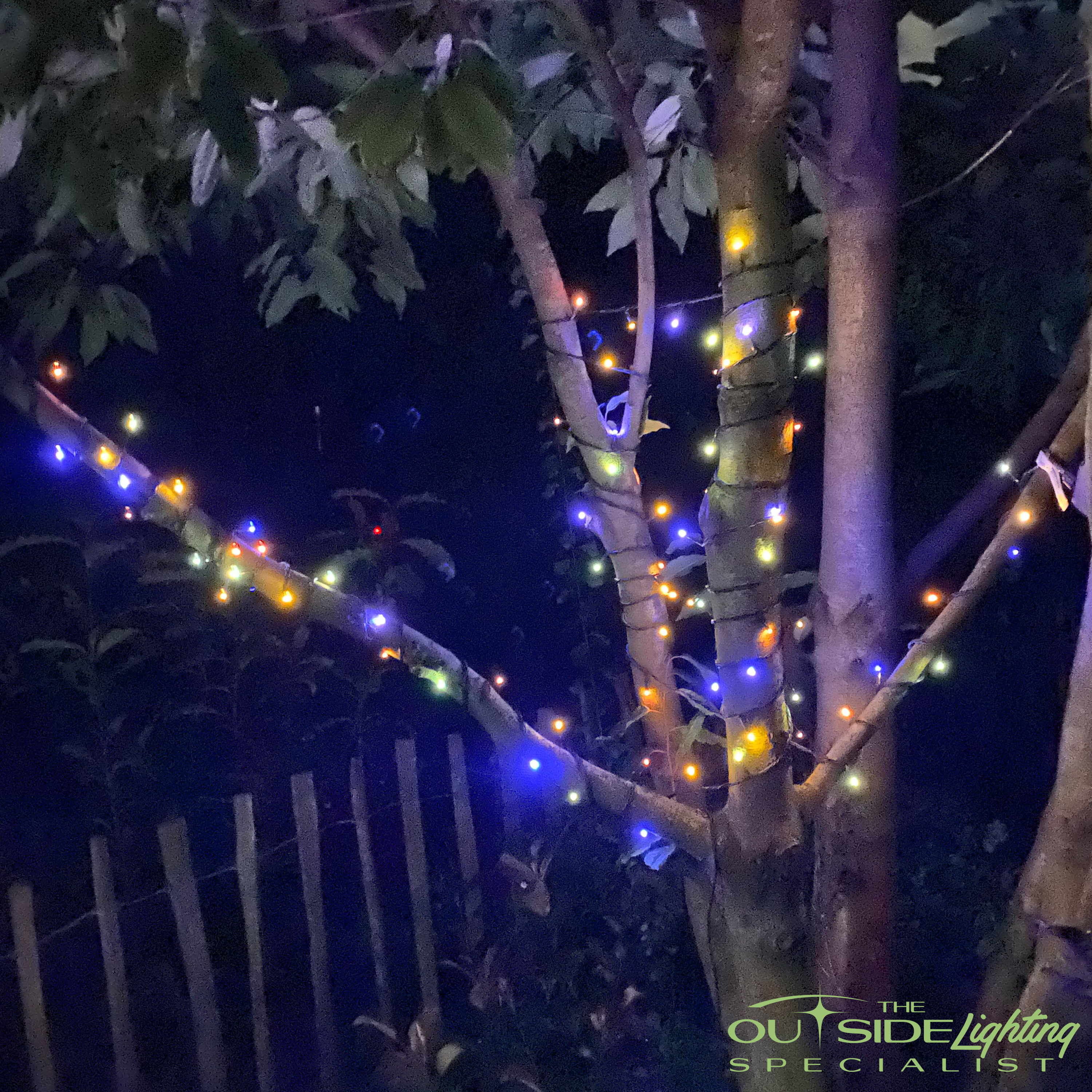 Connectable 10m Multi coloured LED Christmas string lights - The Outside Lighting Specialists