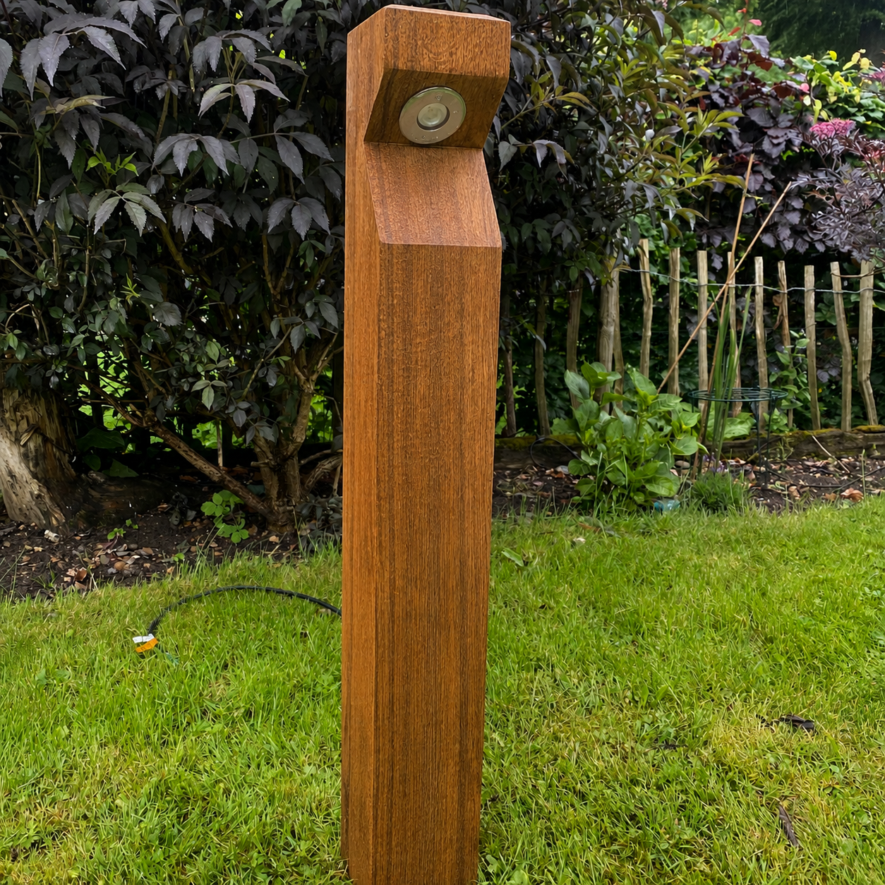 Premium Iroko Hardwood Bollard Light – 1200mm × 120mm × 120mm