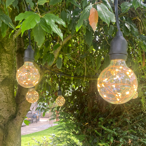 Azur Pendant Festoon Cable with G80 Retro Copper wire  bulbs - The Outside Lighting Specialists