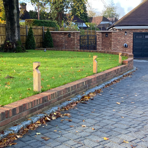 Solid Oak Bollard with LED light - Mains powered option available