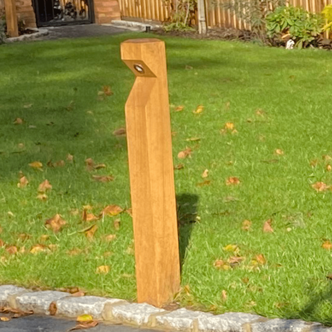 Solid Oak Bollard with LED light- 24 volt - The Outside Lighting Specialists