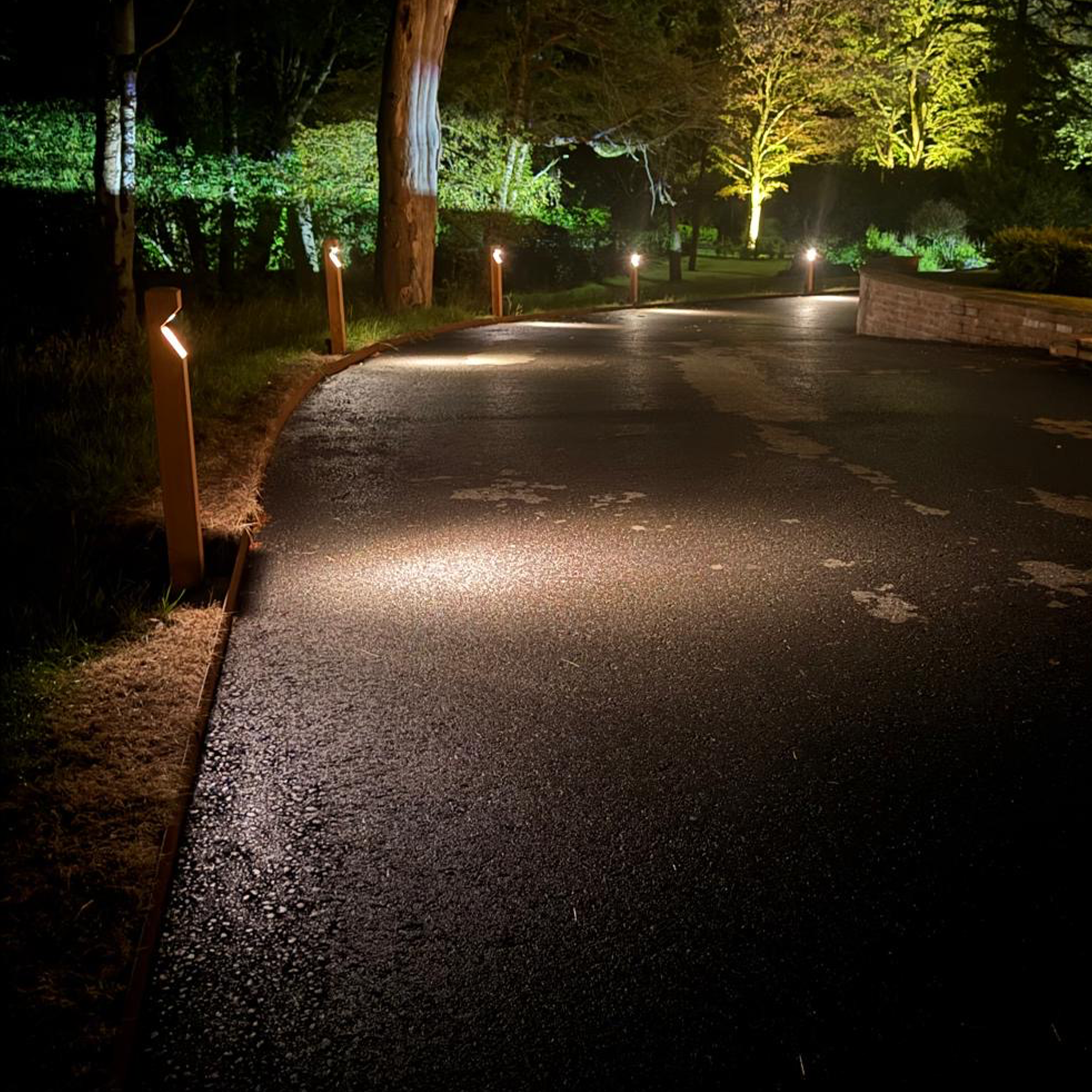 Solid Oak Bollard with LED light - Mains powered option available - The Outside Lighting Specialists