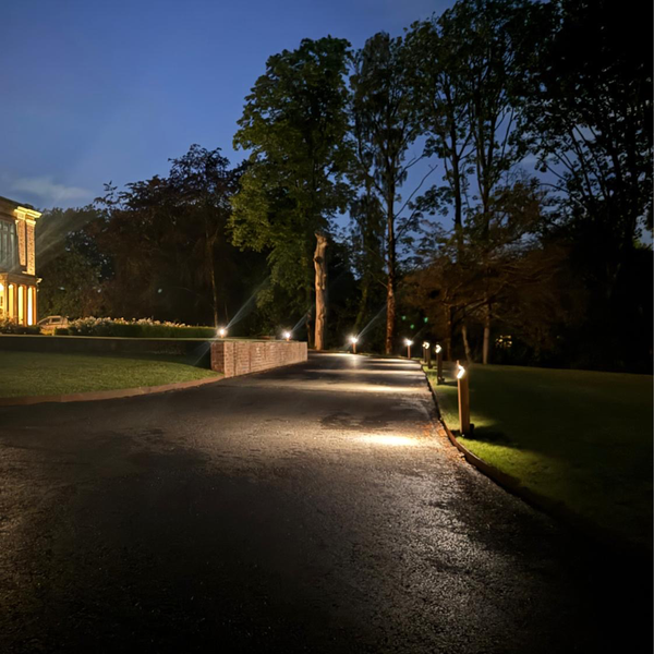 Solid Oak Bollard with LED light - Mains powered option available