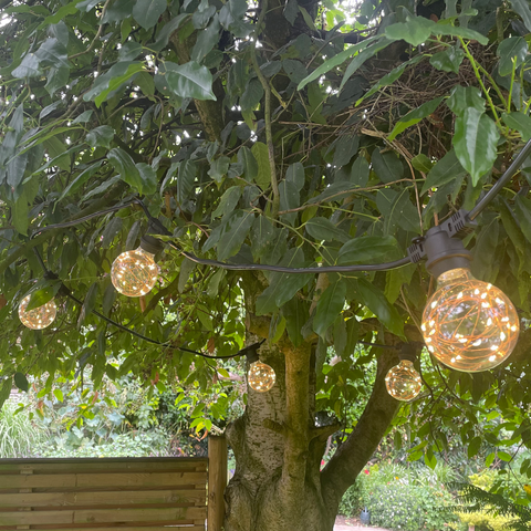 Azur Fixed Festoon Cable with G80 Retro Copper wire  bulbs - The Outside Lighting Specialists