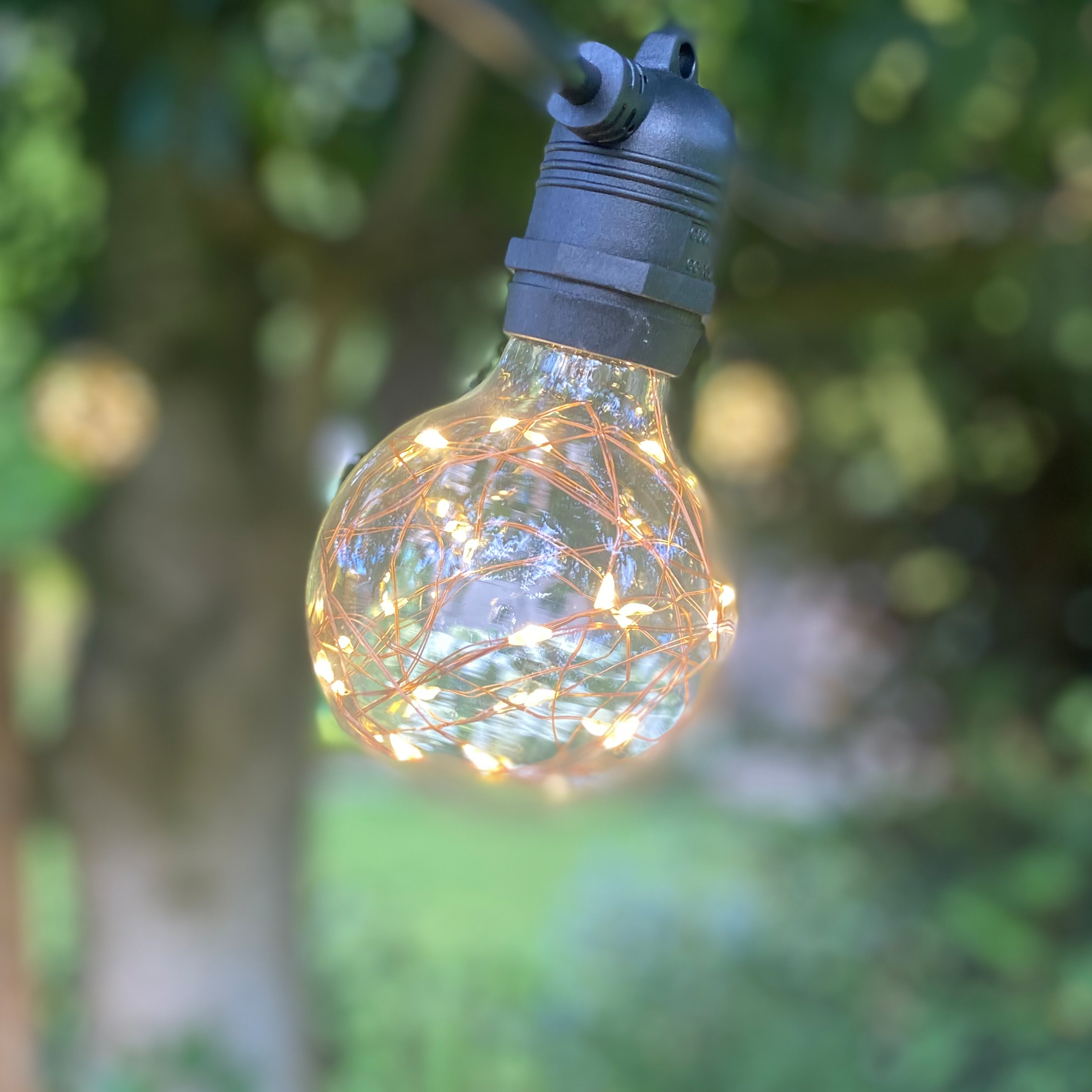 Marino Outdoor Fixed Cable String Lights with G80 copper wire bulbs - The Outside Lighting Specialists