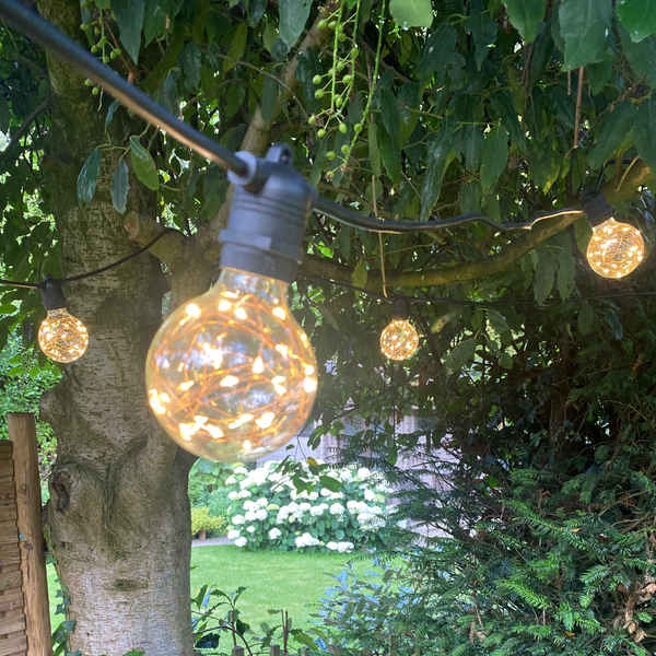 Marino Outdoor Fixed Cable String Lights with G80 copper wire bulbs - The Outside Lighting Specialists