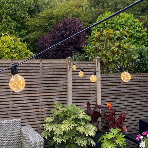Marino Outdoor Fixed Cable String Lights with G80 copper wire bulbs - The Outside Lighting Specialists