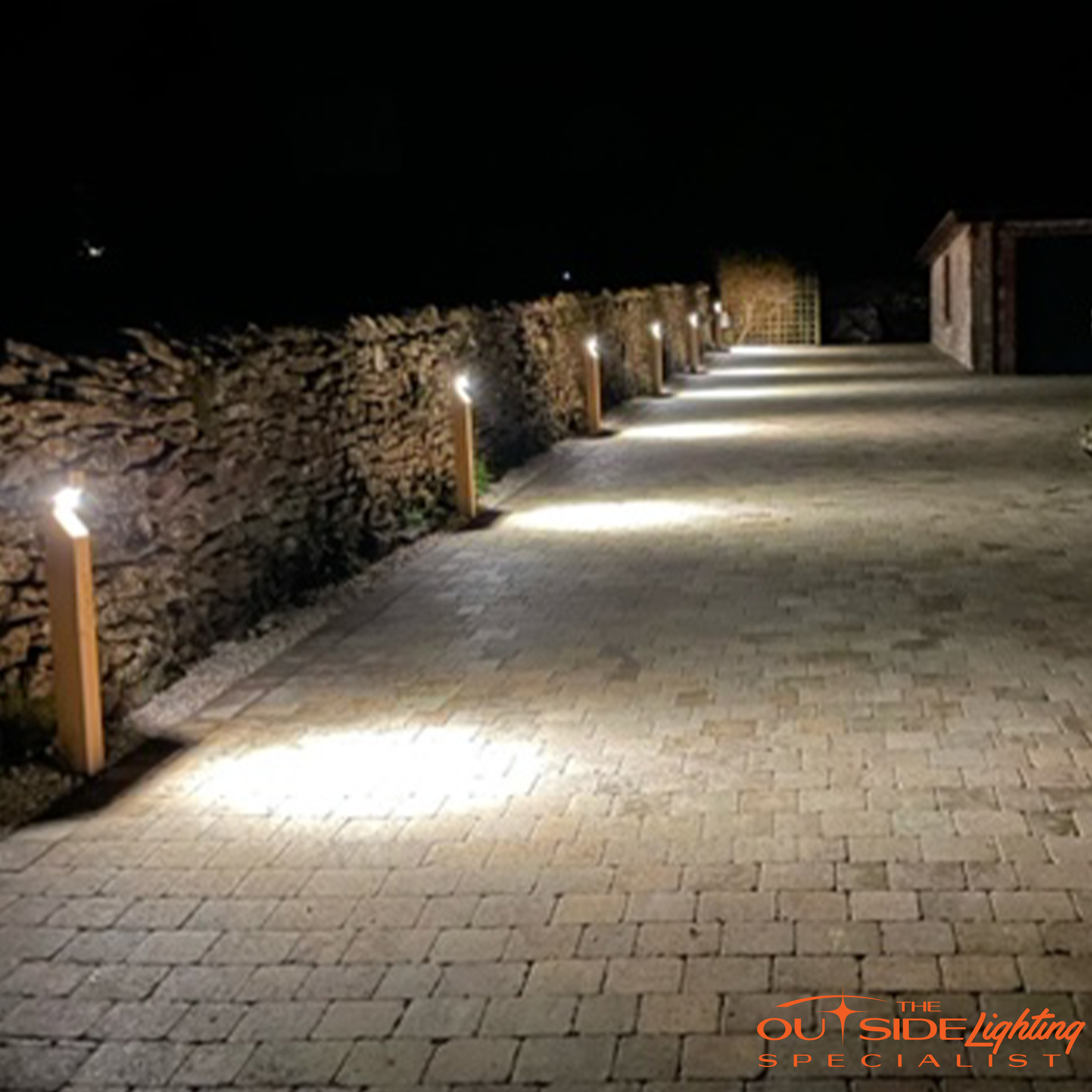 Solid Oak Bollard with LED light - Mains powered option available - The Outside Lighting Specialists