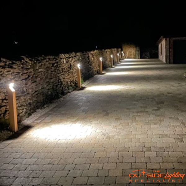 Solid Oak Bollard with LED light - Mains powered option available