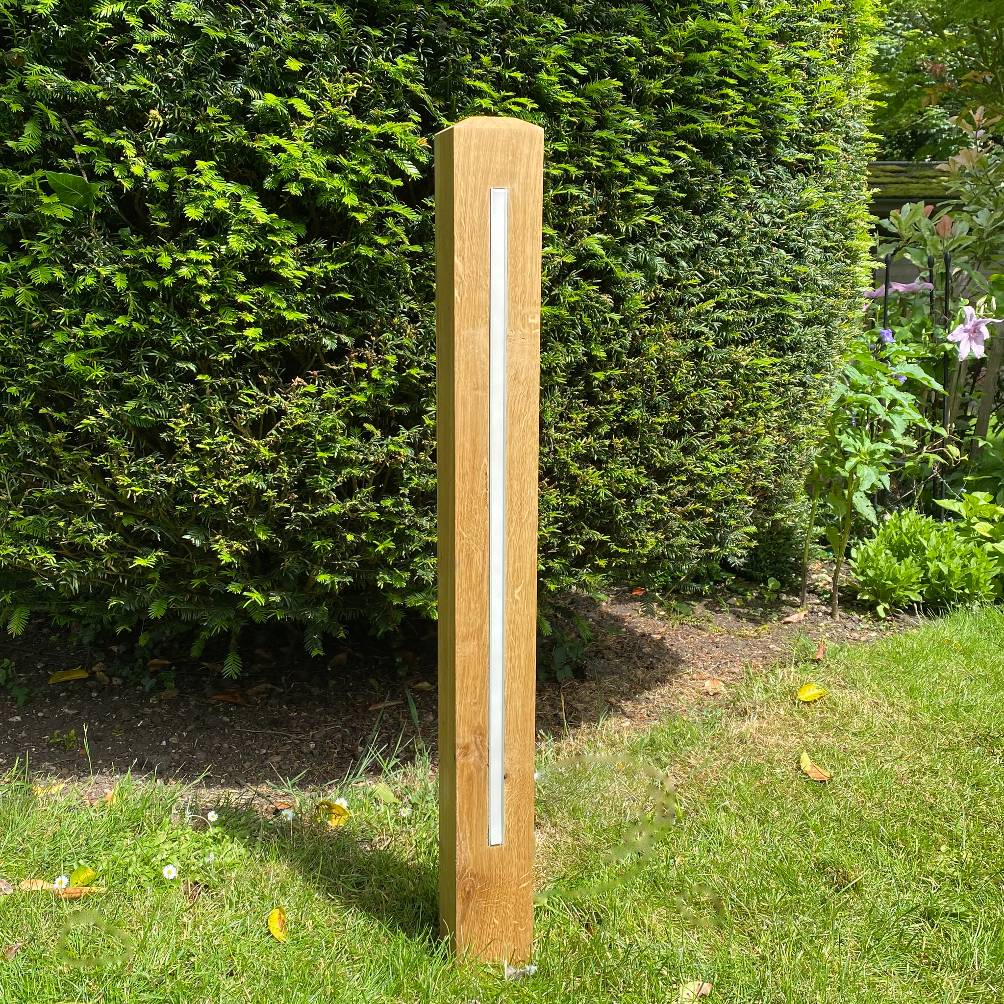 Solid Oak linear Bollard light - The Outside Lighting Specialists