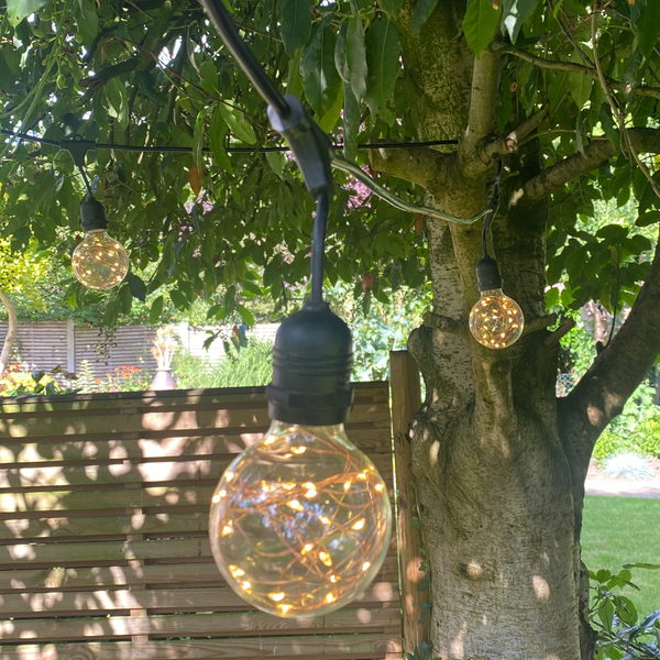 Marino Outdoor Pendant Cable String Lights with G80 copper wire bulbs - The Outside Lighting Specialists