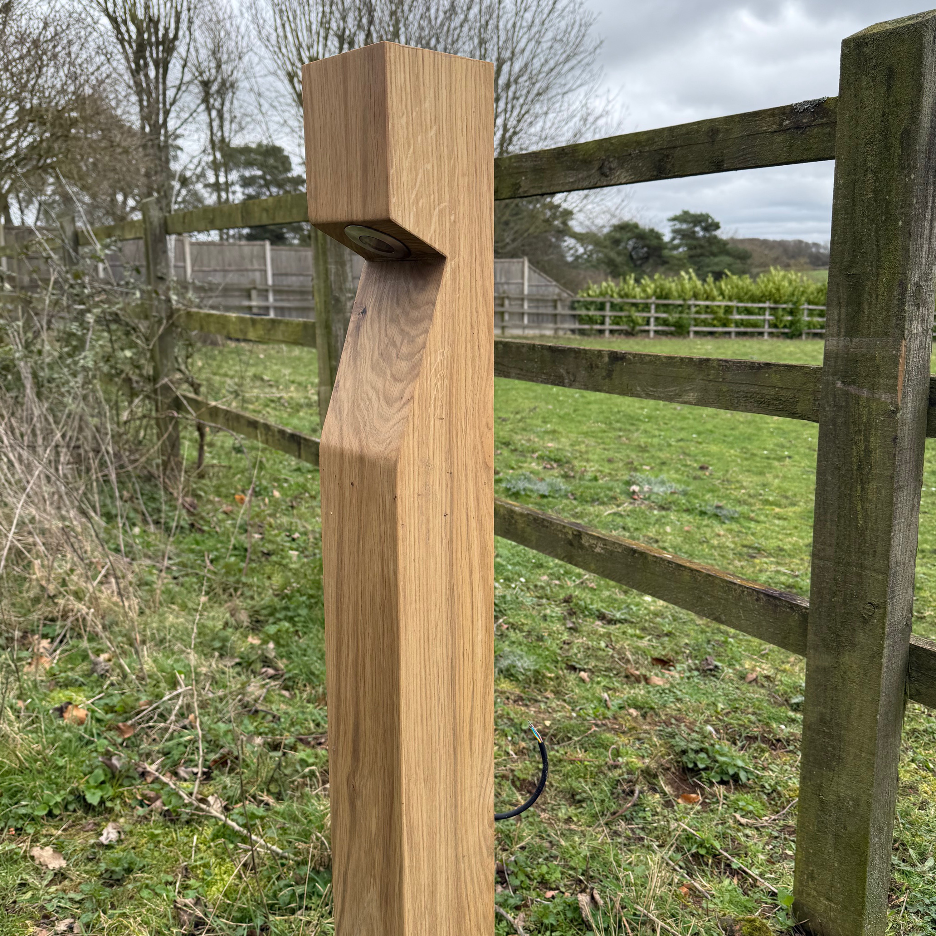 Coastal Oak Bollard Light – 230V, Directional Beam - The Outside Lighting Specialists