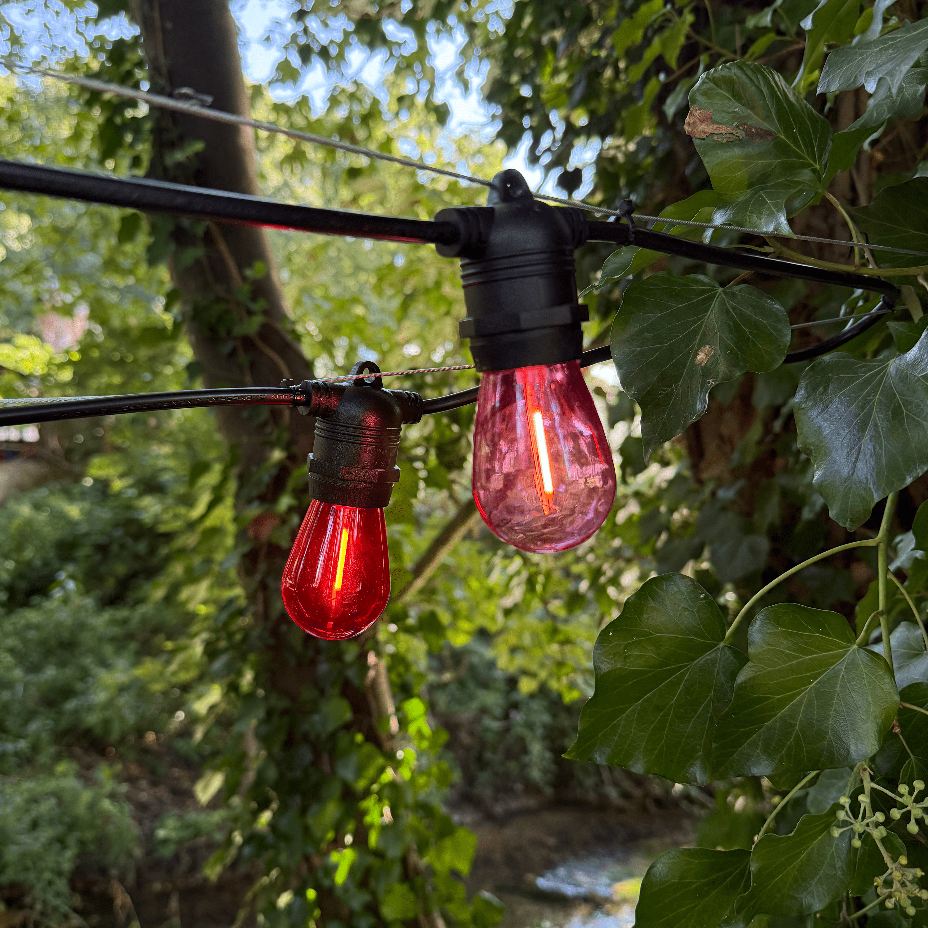 Azur Connectable Outdoor  Cable with 15 colour LED bulbs per 10m - The Outside Lighting Specialists