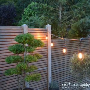 10m Connectable Outdoor Pendant Cable with 15 LED bulbs - The Outside Lighting Specialists
