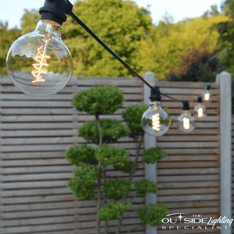 Fixed Festoon Cable with G95 Retro filament bulbs - The Outside Lighting Specialists