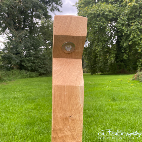 Solid Oak Bollard with LED light - The Outside Lighting Specialists
