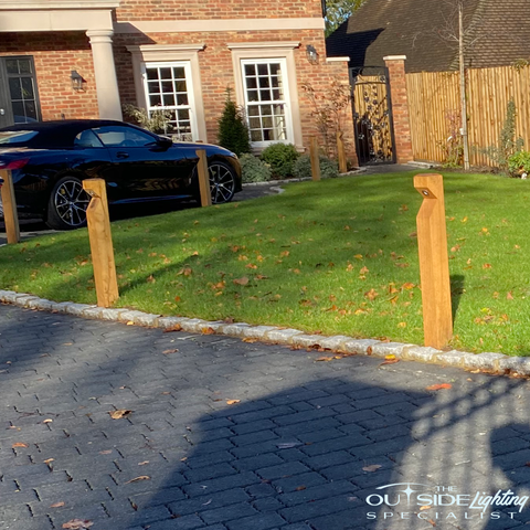 Complete 8 Oak Bollards with recessed LED light system - The Outside Lighting Specialists