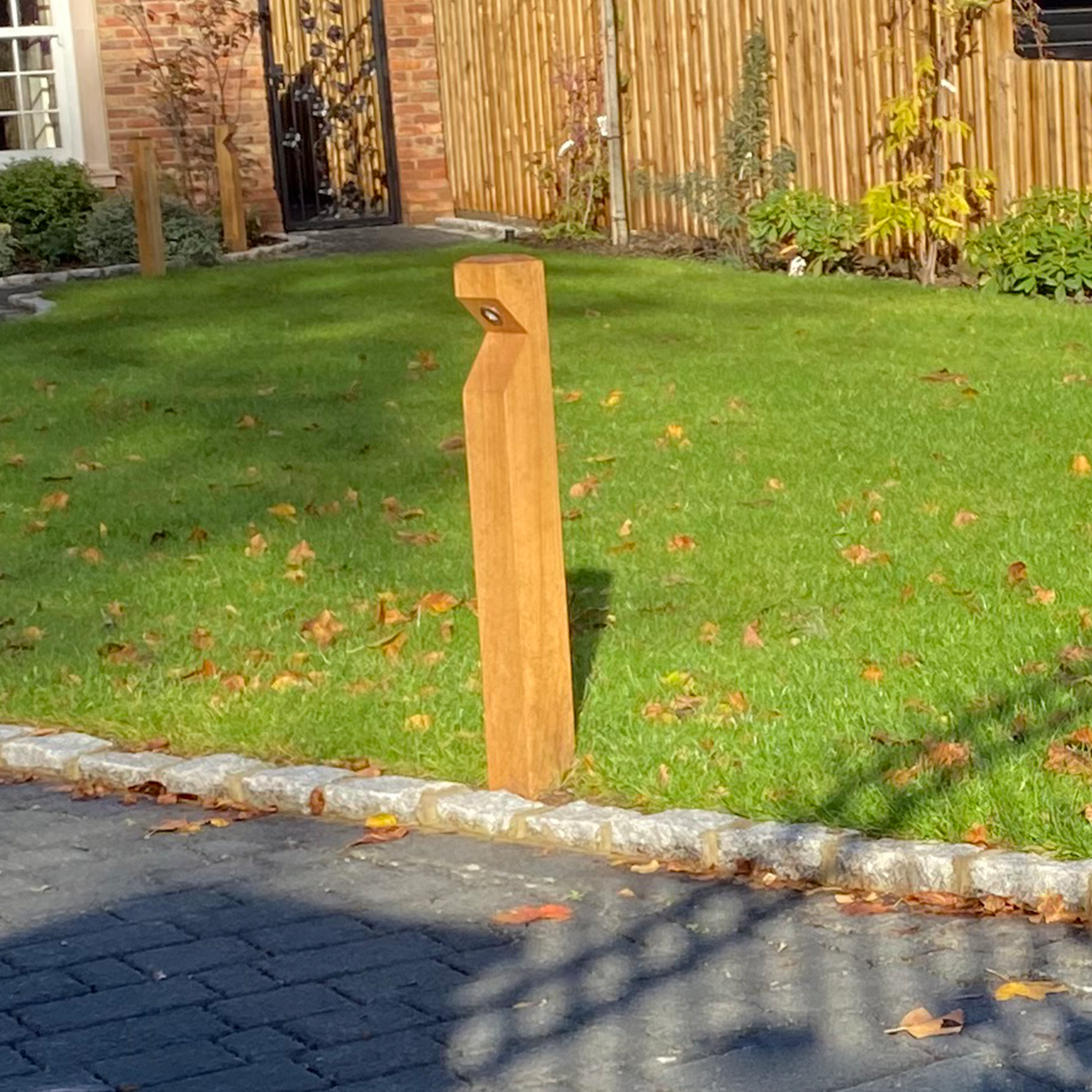 Solid Oak Bollard with LED light- 12v - The Outside Lighting Specialists