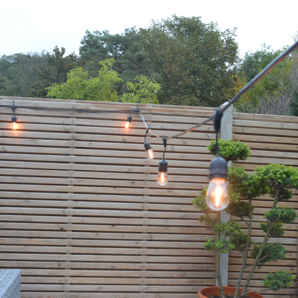 50m Connectable Outdoor String Lights - Pendant Sockets with 50 led bulbs - The Outside Lighting Specialists