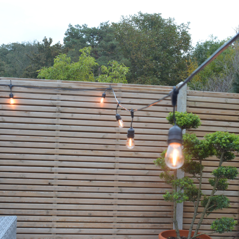 50m Connectable Outdoor String Lights - Pendant Sockets with 50 led bulbs - The Outside Lighting Specialists