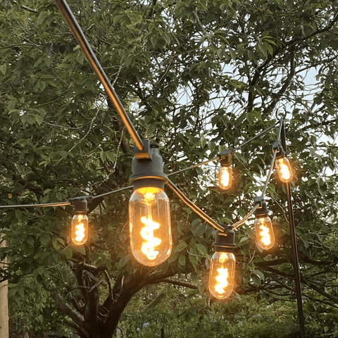 Fixed Festoon Cable String lights with T45 Retro filament bulbs - The Outside Lighting Specialists