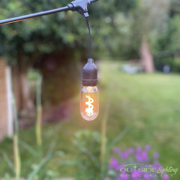 Marino Pendant Festoon cable with 10 LED T45 Retro bulbs per 10m - The Outside Lighting Specialists