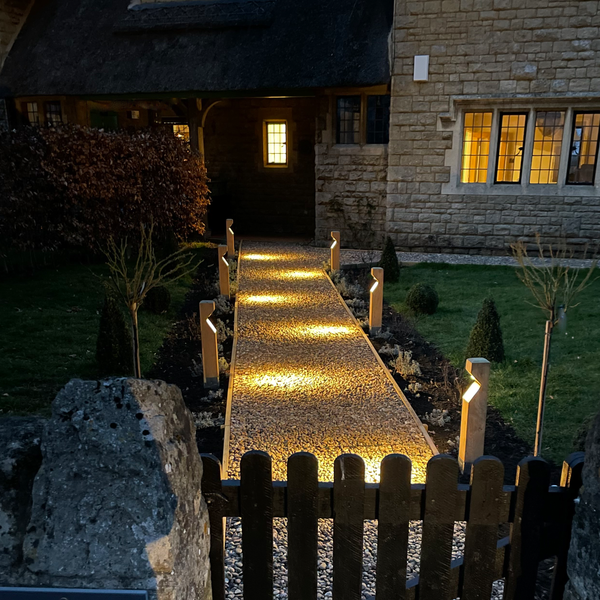 Solid Oak Bollard with LED light- 24 volt - The Outside Lighting Specialists