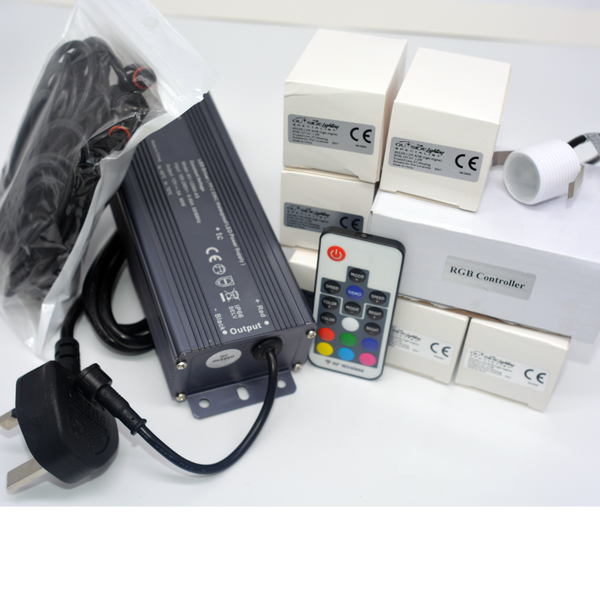 Complete kit with 6 Colour changing LED kit, wire harness and remote control - The Outside Lighting Specialists